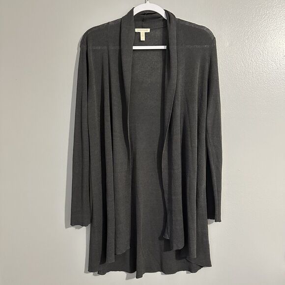 Eileen Fisher Sweaters - Eileen Fisher Womens Sz M Open Cardigan Sweater Organic Linen Blend Gray